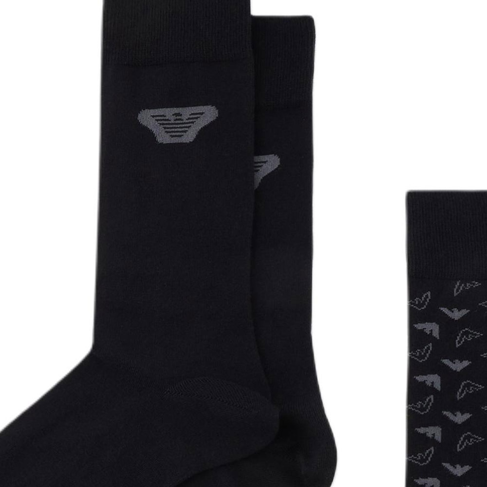Emporio Armani Мужские носки средней высоты, комплект из 2 пар, черные — фото 4