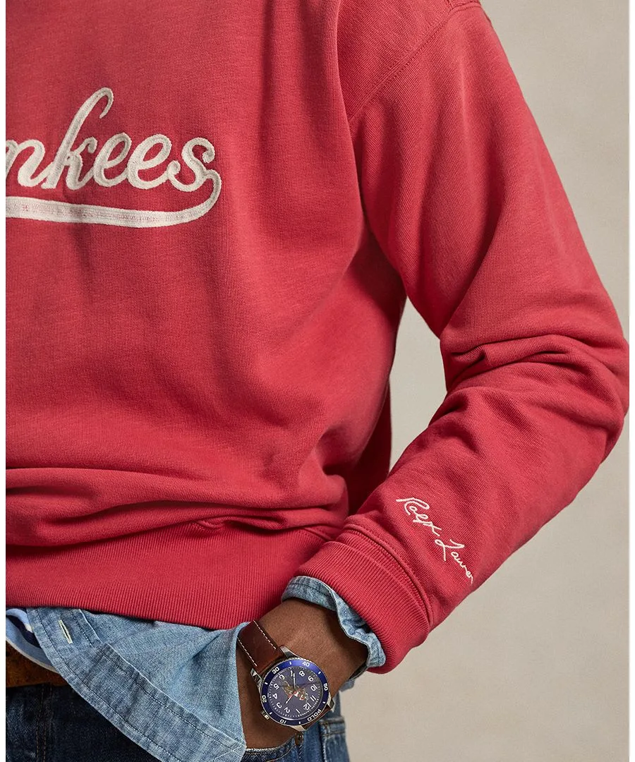 Мужская флисовая толстовка с вышивкой Yankees Polo Ralph Lauren, sunrise красный — фото 4