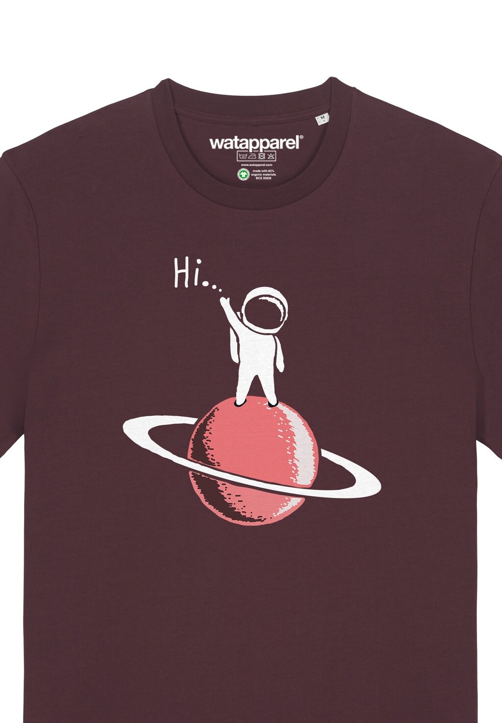 

Футболка с принтом ASTRONAUT SAYS HI watapparel, темно-красный