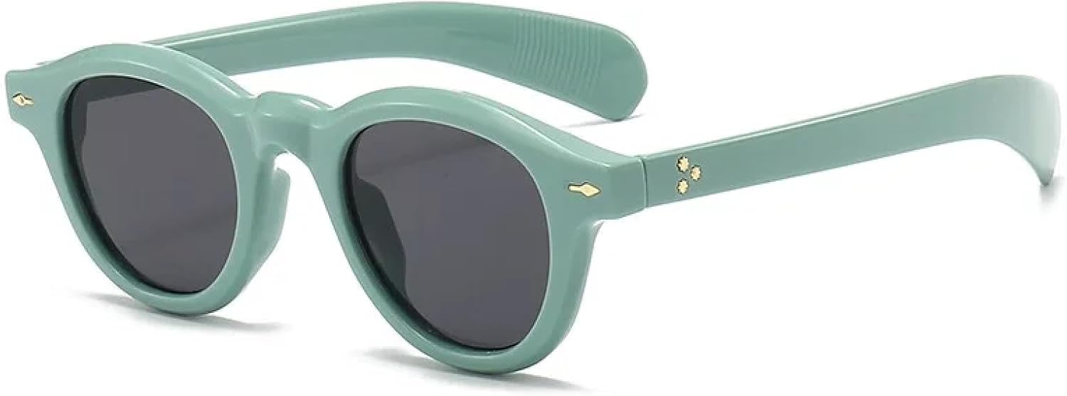 

Солнцезащитные очки с защитой от УФ-излучения UV400 | Маленькие круглые прозрачные линзы в стиле панк с заклепками | для женщин и мужчин, для занятий спортом на открытом воздухе и вождения DSVIGF, Green Black