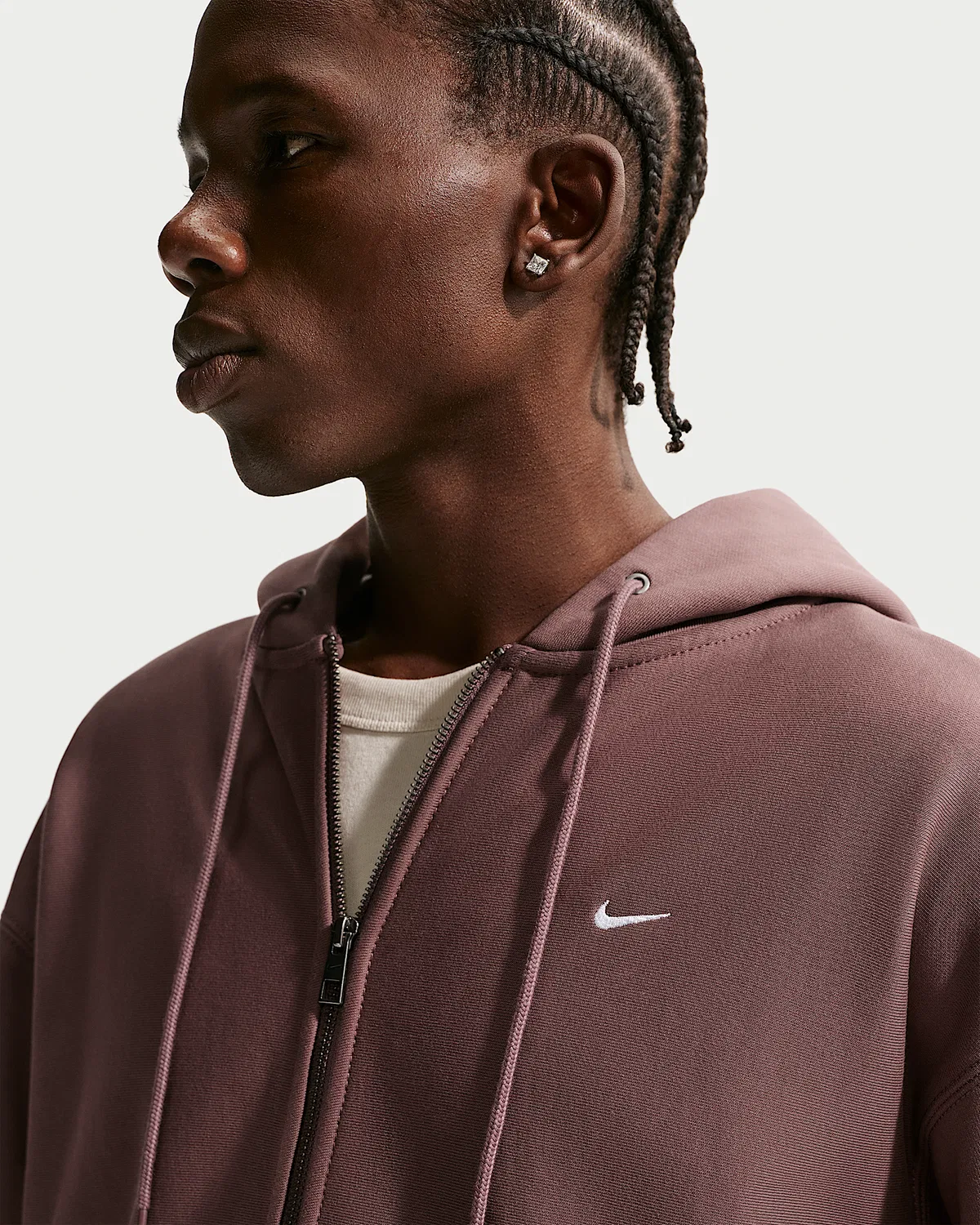 Мужская флисовая кофта на молнии Nike Solo Swoosh, Tattoo/White — фото 3