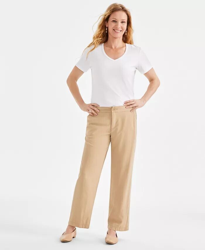 

Женские мягкие брюки длиной до щиколотки Style & Co, коричневый/бежевый