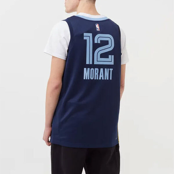 Майка Nike NBA Basketball Sports Jersey Vest SW Fan Edition 2020 Season Gray Memphis Grizzlies Morant No. 12 Blue, синий — фото 4
