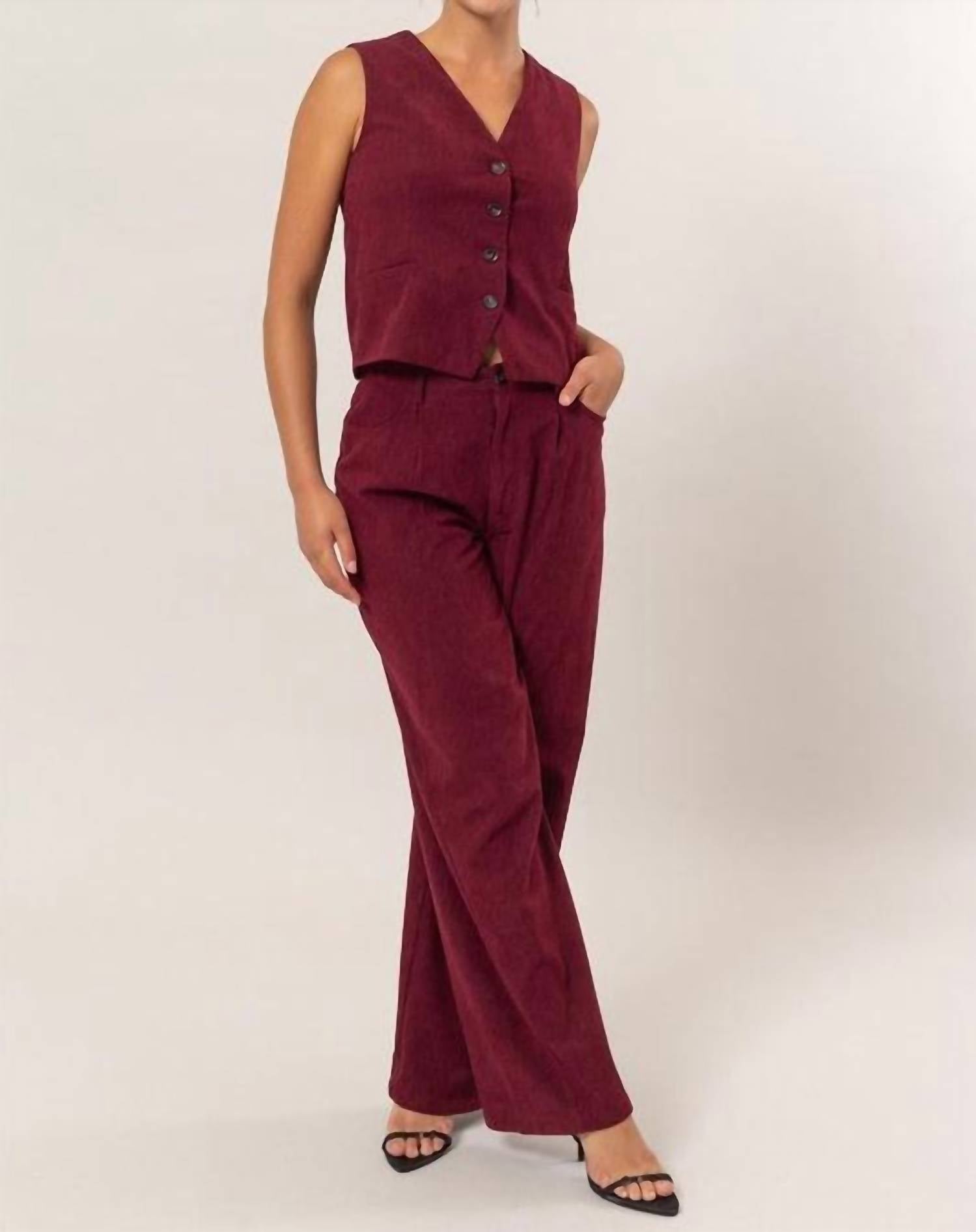 

Вельветовые брюки бордового цвета Hyfve, бургундия