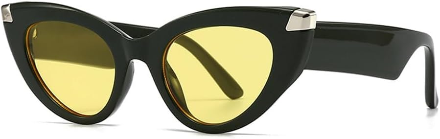 

Солнцезащитные очки «кошачий глаз» из металла, модные женские, с улучшенными солнцезащитными линзами для использования на открытом воздухе и на пляже, с зеркальным покрытием, защита от ультрафиолета UV400 TYUVIVO, Black Yellow