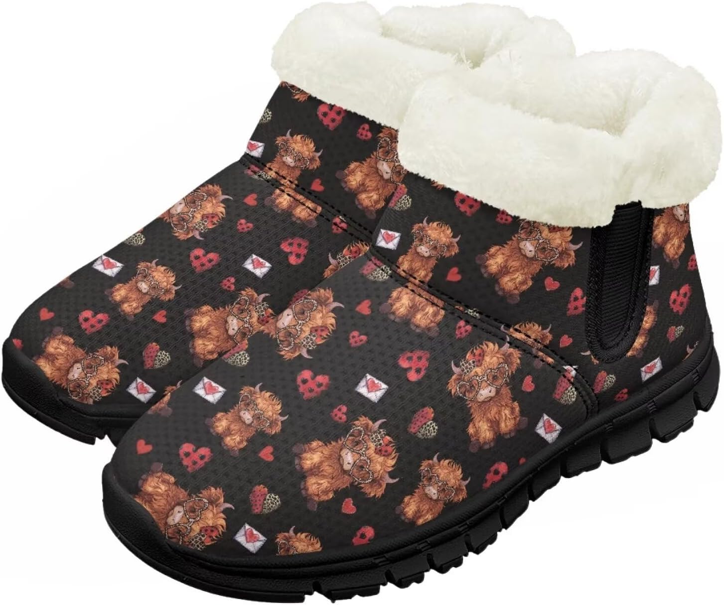 

Мальчик Девочка Снежные Ботинки Короткие Зимние Теплые Ботиночки Нескользящие Легкие Уличные Ботинки для Холодной Погоды Chririnla, Heart Highland Cow