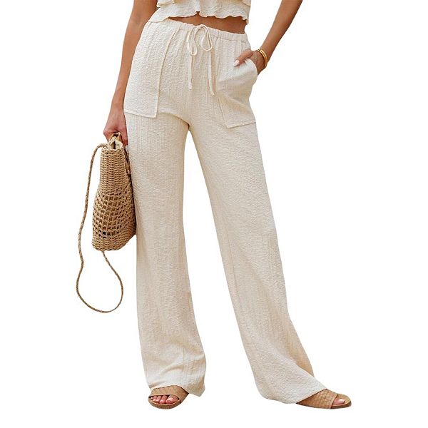 

Женские брюки с высокой талией, прямым кроем и карманами Yesfashion, Apricot
