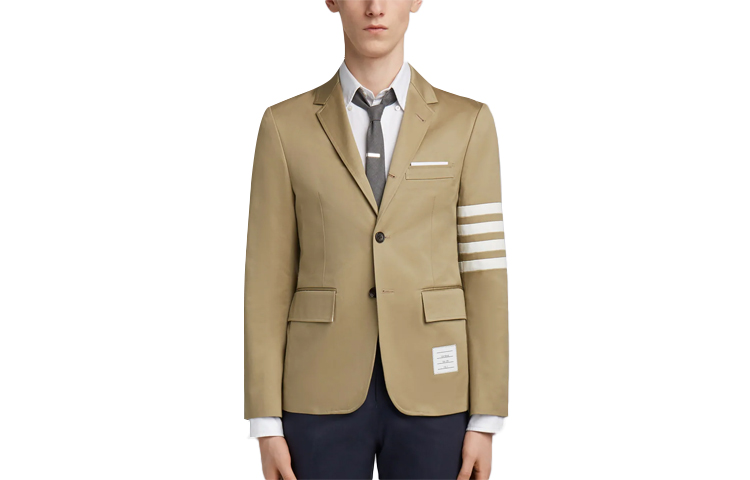 

Однобортный блейзер с полосками 4 Bar THOM BROWNE, Camel