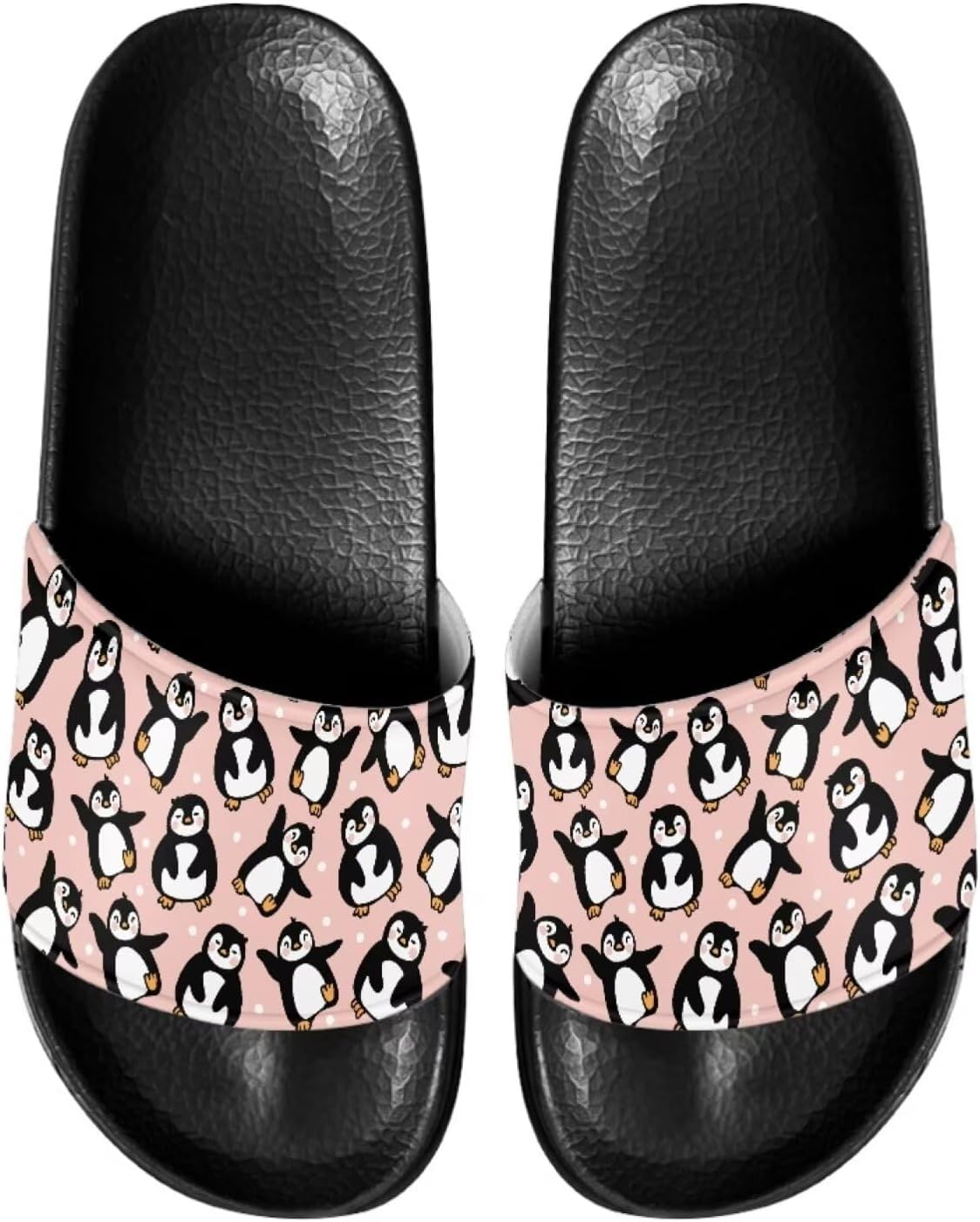 

Унисекс слайд-сандалии JoyLamoria с принтом, домашние тапочки для ванной, повседневная обувь на плоской подошве для мужчин и женщин, Penguin Blossoms
