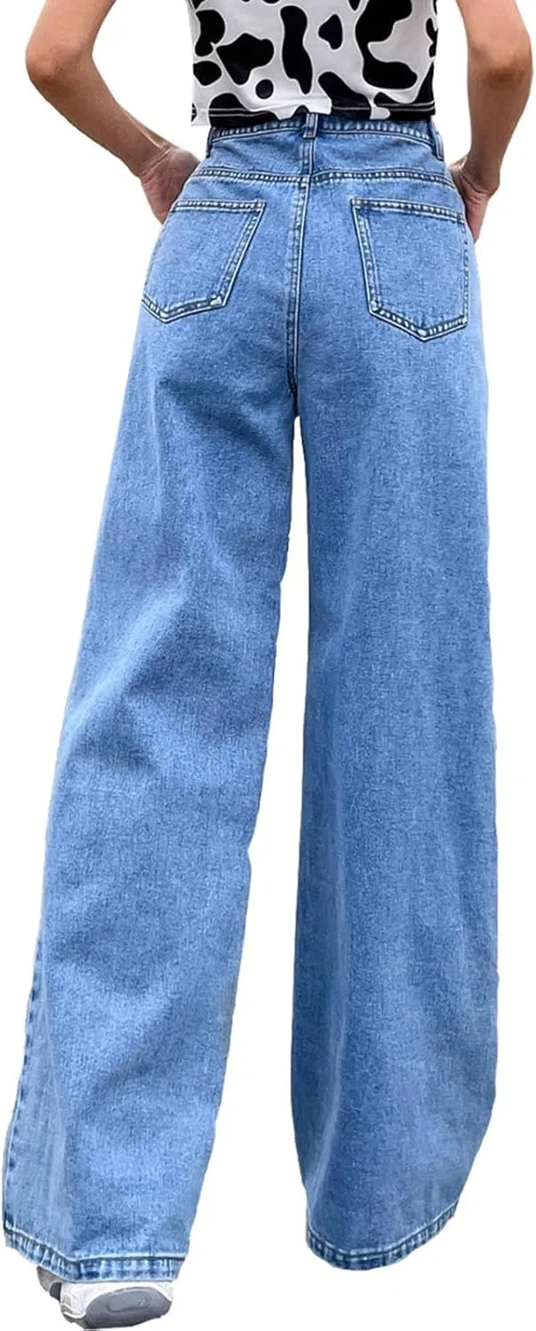 Джинсы свободного кроя, Wide Leg Jeans, синие — фото 4