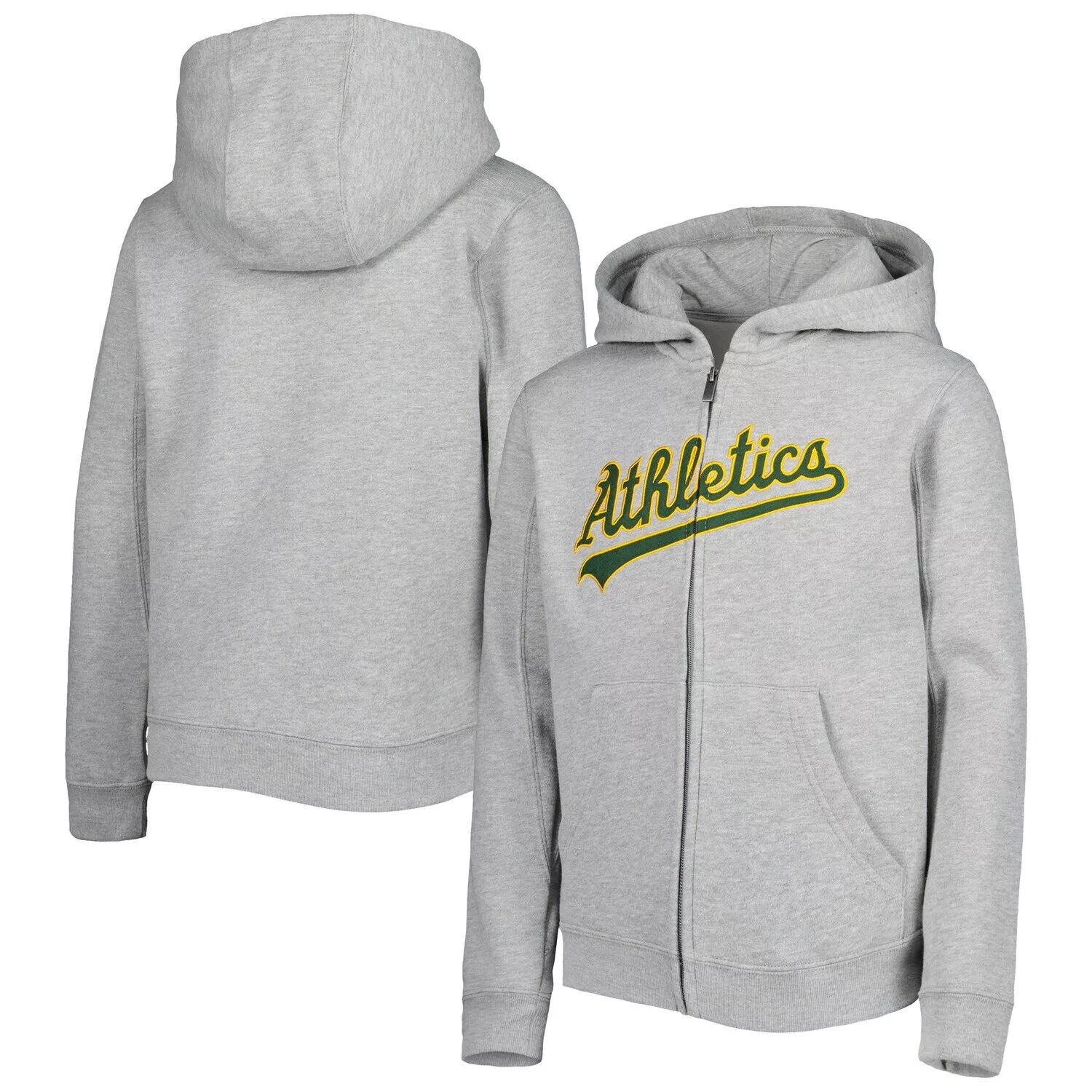 

Толстовка с молнией во всю длину и надписью Youth Heather Grey Oakland Athletics Outerstuff