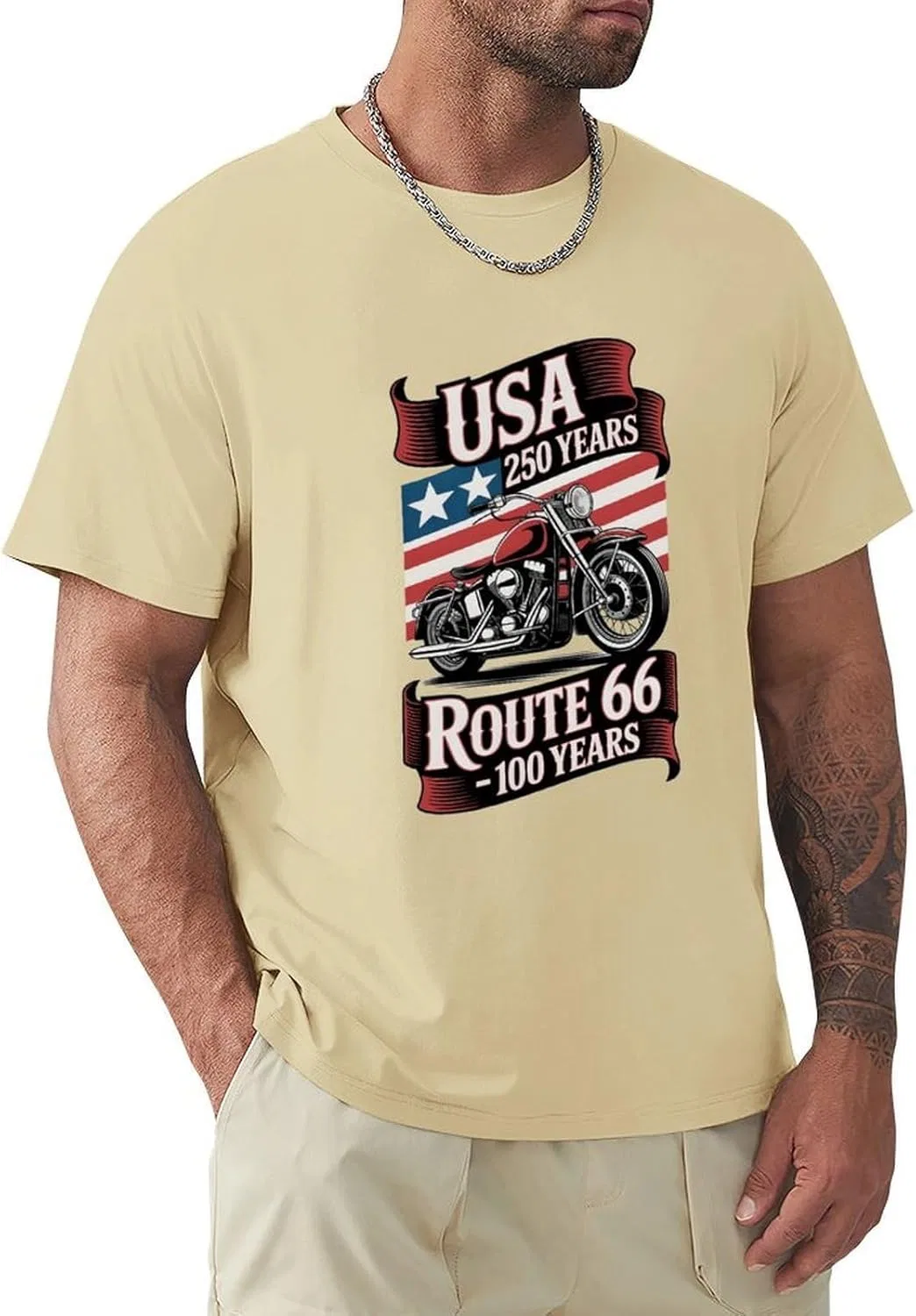 Мужская футболка America's 250th Anniversary, хлопок, Sand Colour-style-3