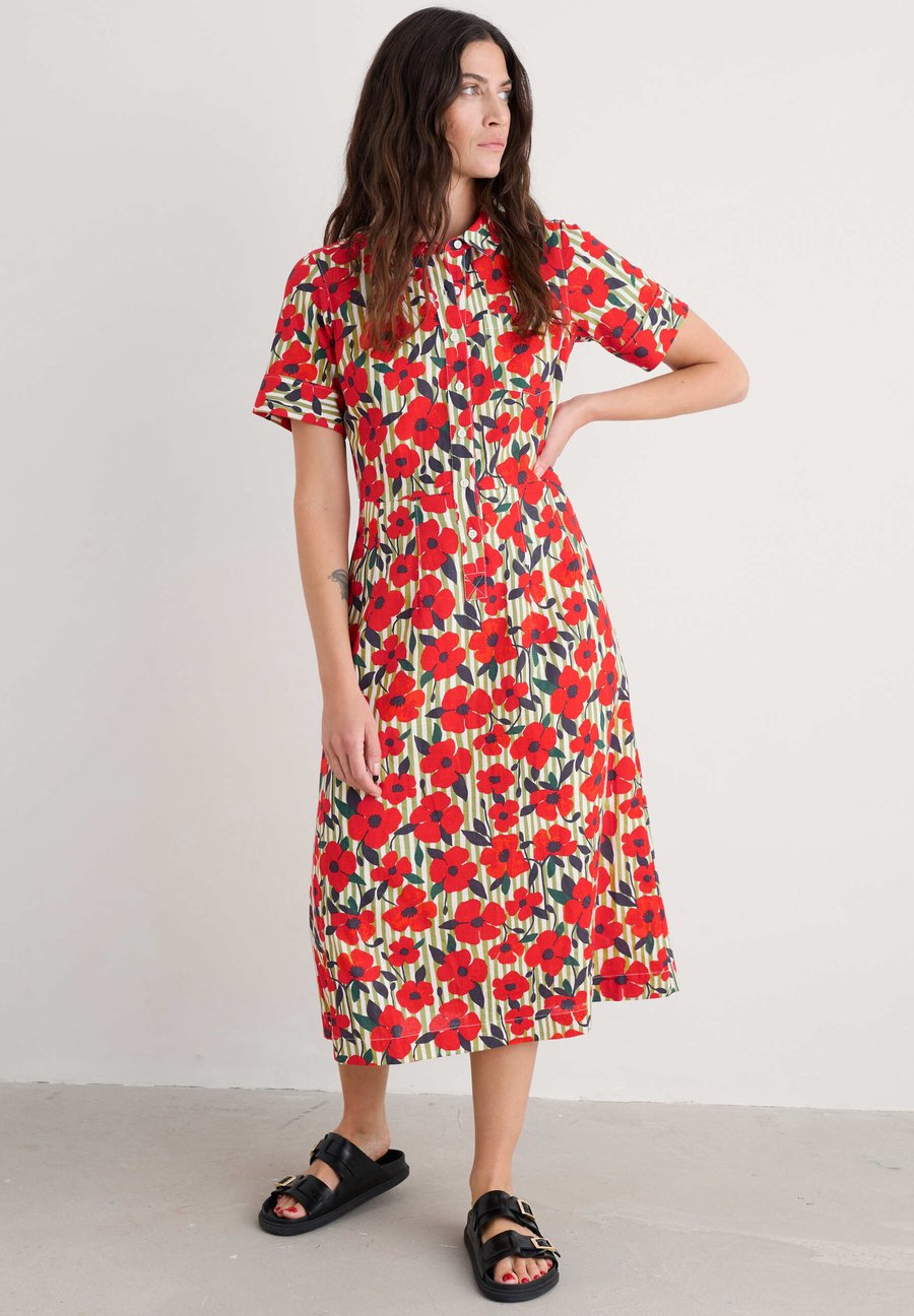 

Платье Seasalt Cornwall Shirt dress, Red Stripey Floral Moss/Red