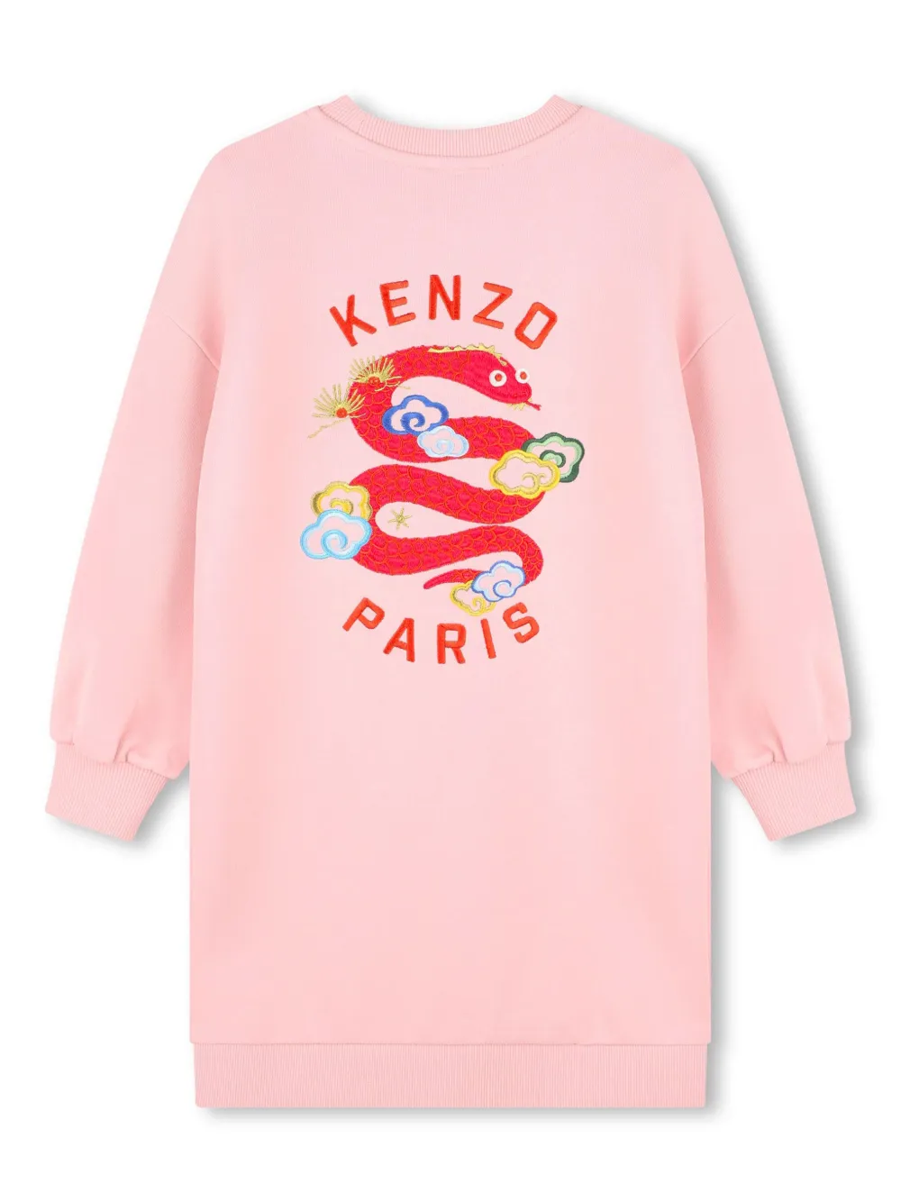 Платье с вышитым логотипом Kenzo Kids, розовый — фото 2