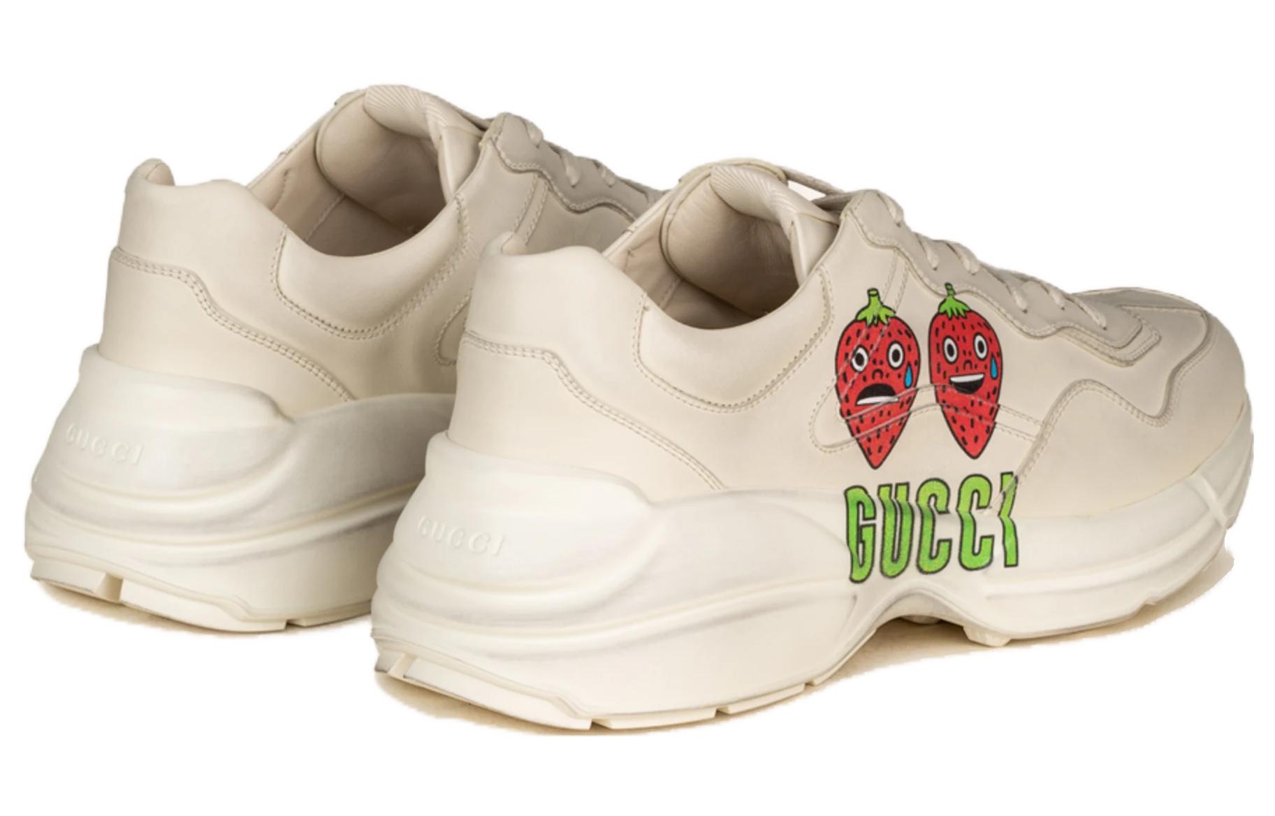 Rhyton Low Top Массивные Кроссовки Мужские Бежевые В Стиле Distressed GUCCI — фото 3