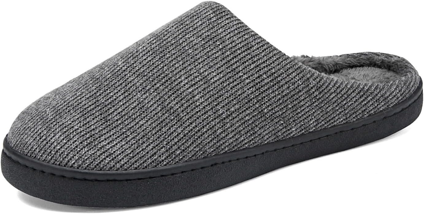 

Мужские тапочки-клоги высокой плотности, двухцветные, из хлопкового смешанного материала, с подошвой из мемори-пены, теплые домашние тапочки, подходящие для прогулок в парке и отдыха дома Corben, серый