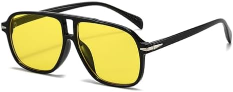 

Винтажные мужские солнцезащитные очки в крупной оправе, женские классические очки в большой оправе, спортивные очки, модные, яркие цвета, защита от ультрафиолета UV400 MTZJH, Black-yellow