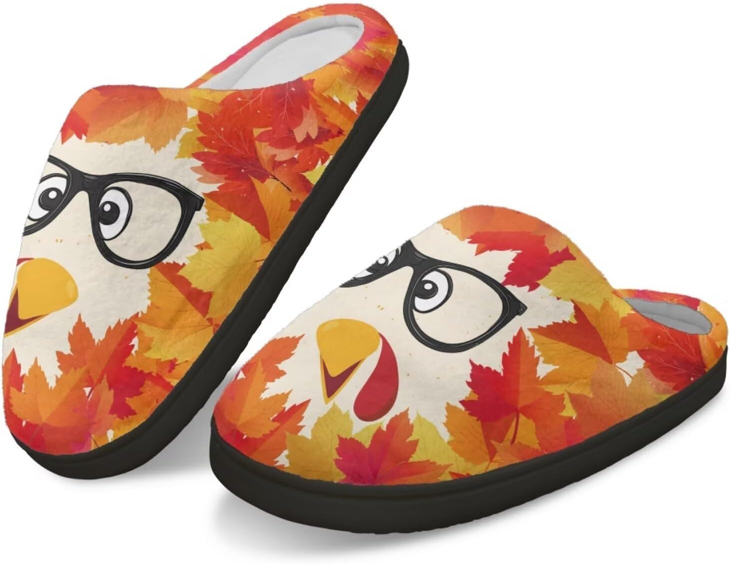 

Тапочки с памятью формы GIFTPUZZ для женщин и мужчин, осенние домашние тапочки, надеваются без застежек, можно стирать в машине, размер 4-12, Turkey Glasses