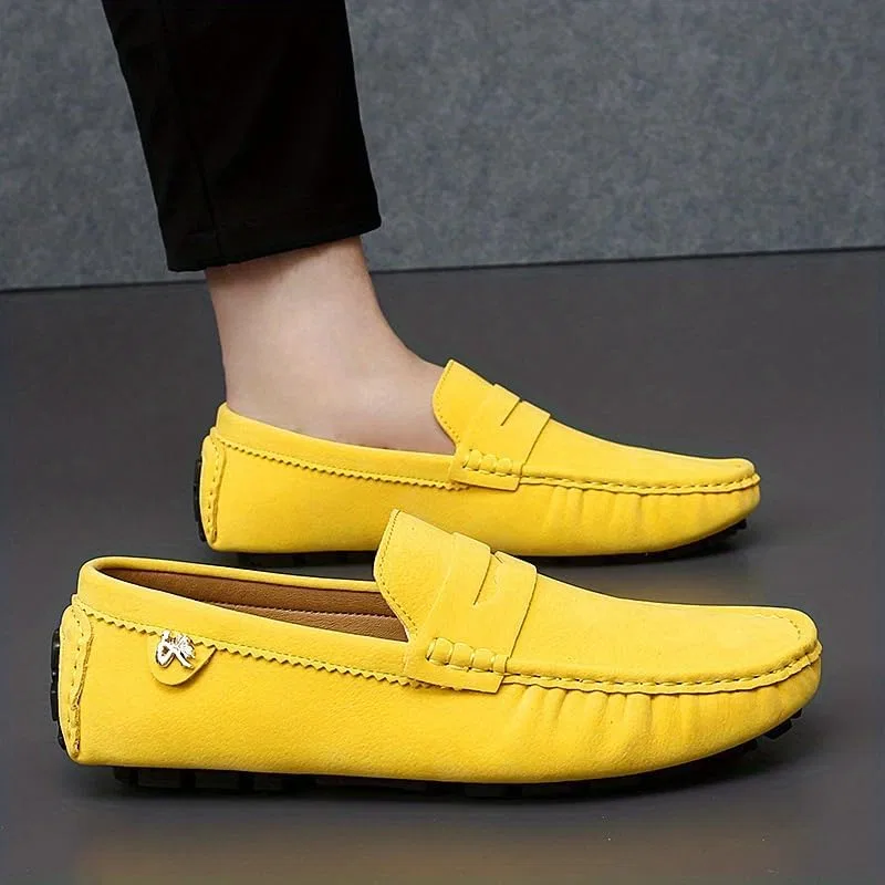 Лоферы мокасины Penny Loafer Shoes, Driving Shoes, Comfy Non-Slip Slip On Shoes, Men's Footwear, All Seasons, желтый Hhhchpm — фото 4