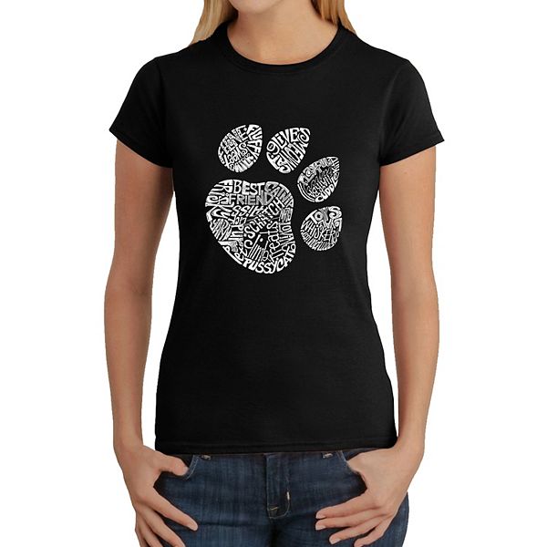 

Футболка с принтом Women's word art - cat paw La Pop Art, Black, Черный, Футболка с принтом Women's word art - cat paw La Pop Art, Black