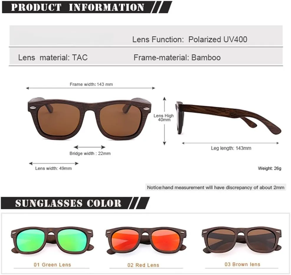 

Модные бамбуковые солнцезащитные очки с поляризацией, для женщин и мужчин, защита от УФ-излучения UV 400, подходят для всех форм лица. Дизайнерские UJNHGQ, Red