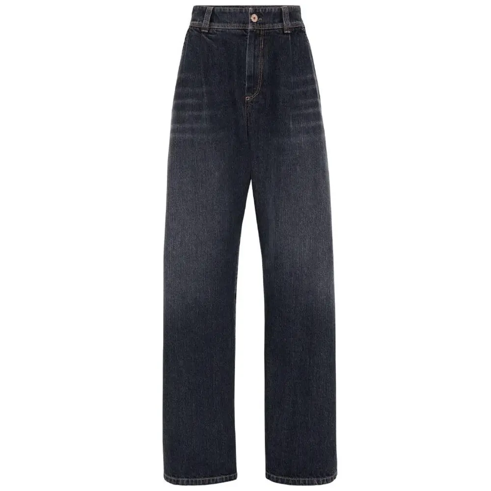 

Джинсы с высокой талией и расклешенными штанинами Brunello Cucinelli, черный