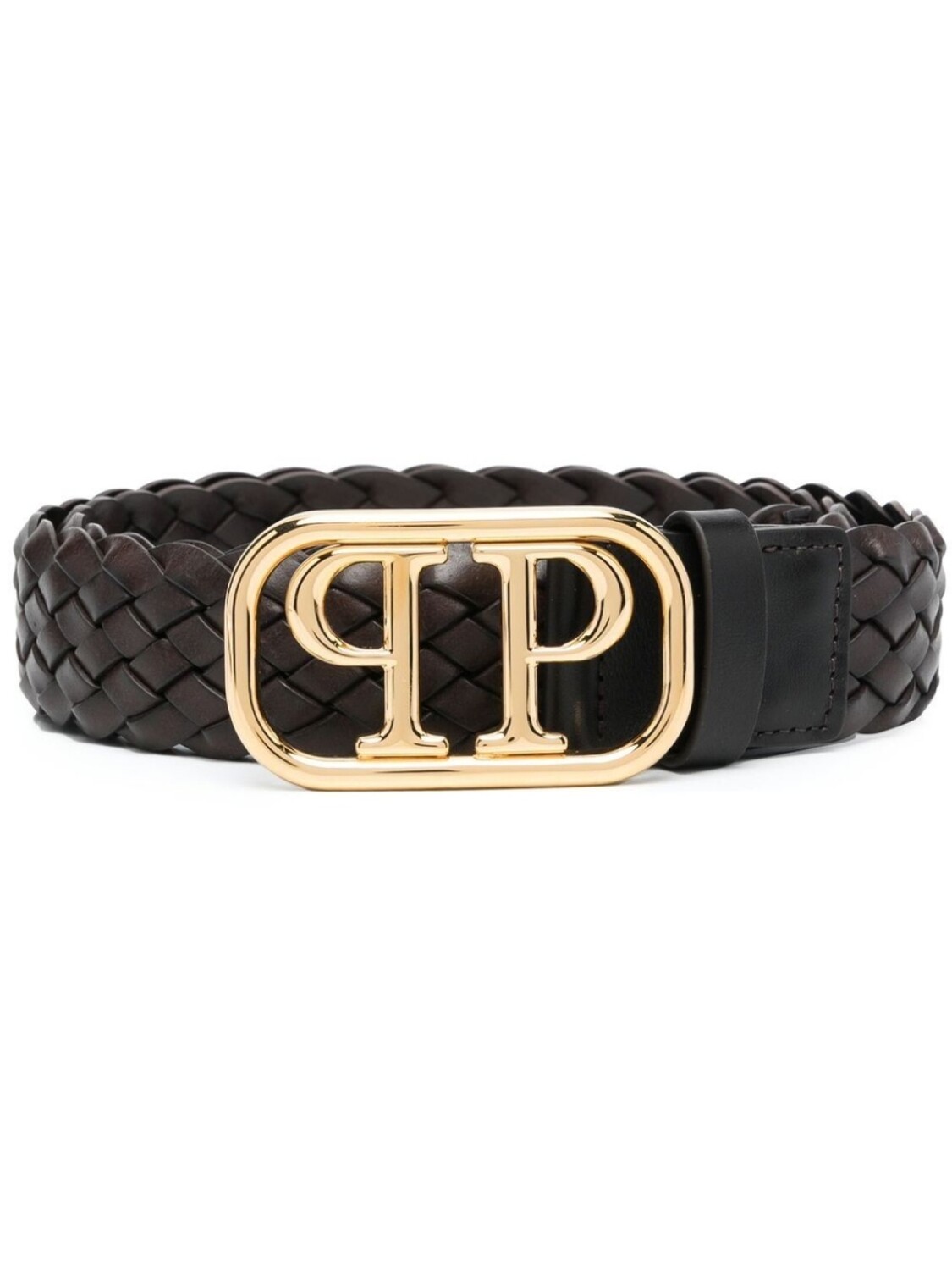 

Philipp Plein плетеный ремень с пряжкой-логотипом, коричневый