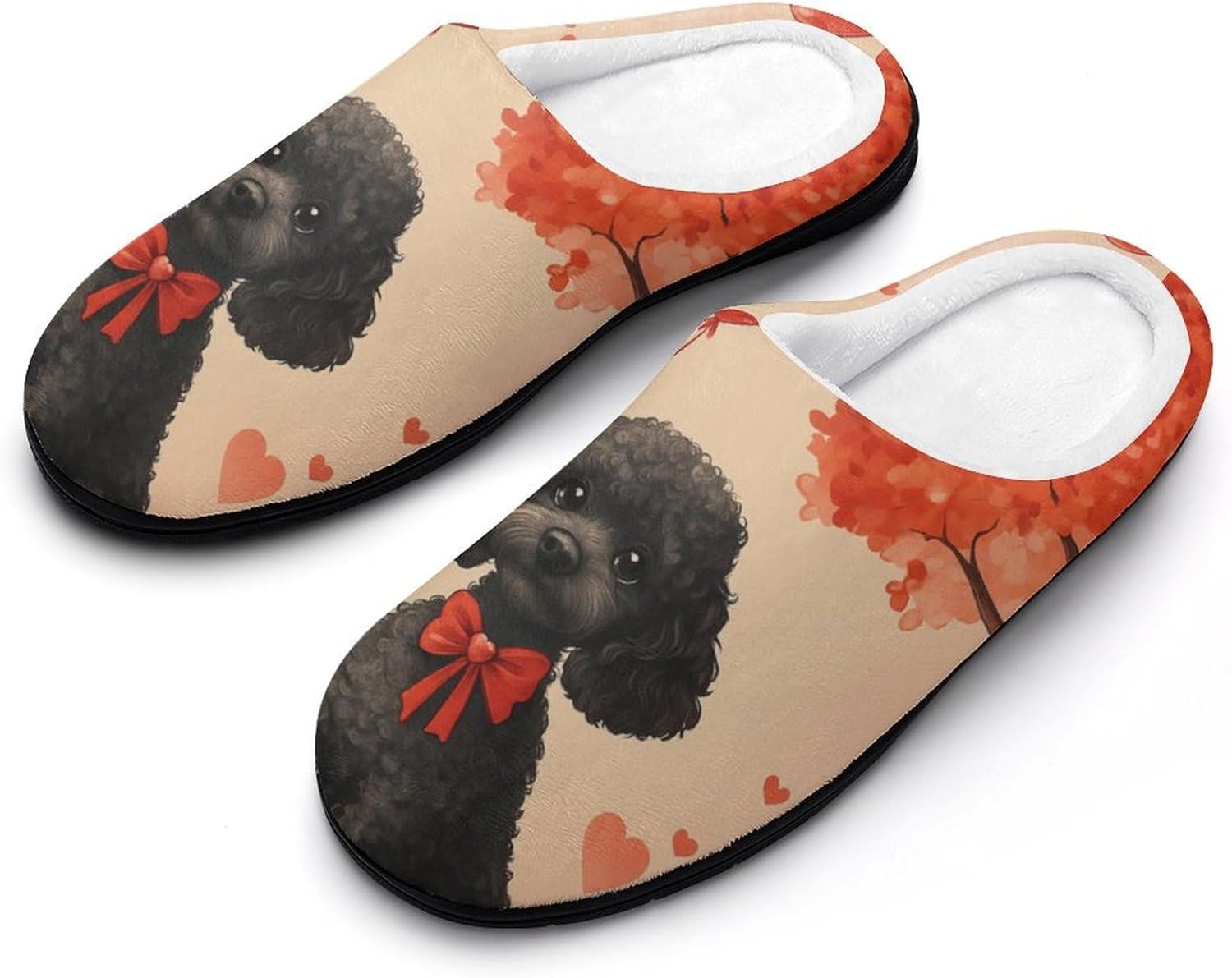 

KKdskkds Яркие домашние тапочки для мужчин из хлопка с противоскользящим покрытием, уютные, теплые, дышащие, черный/красный