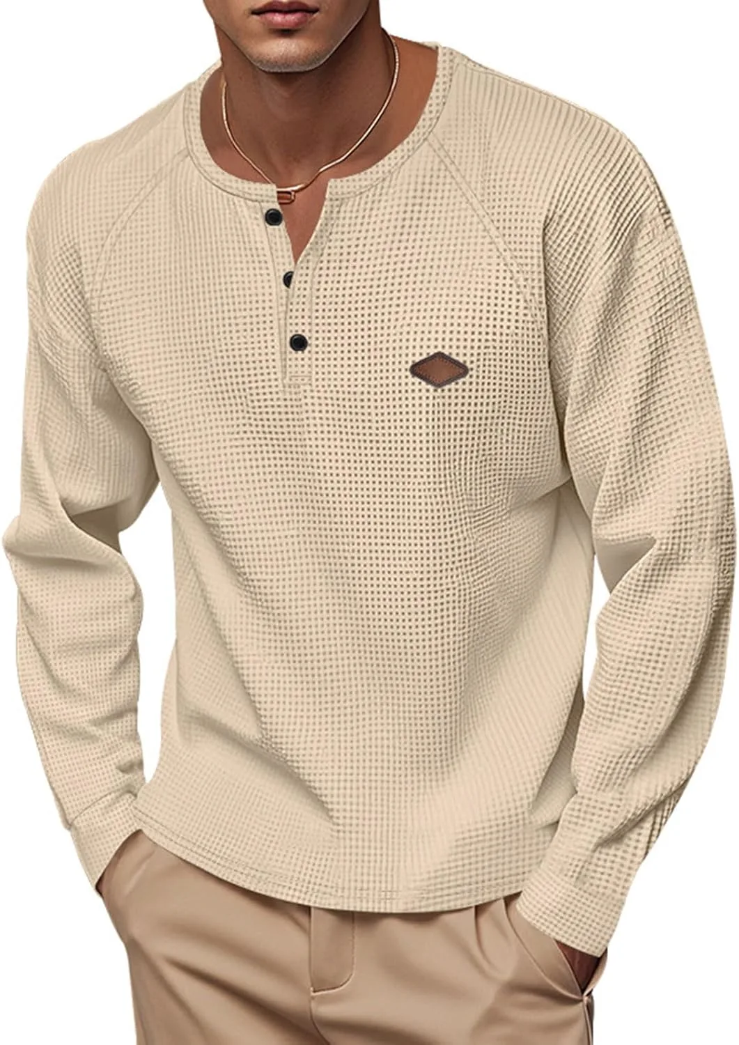 

Мужская футболка-поло Henley Raglan с длинным рукавом, три пуговицы, легкая