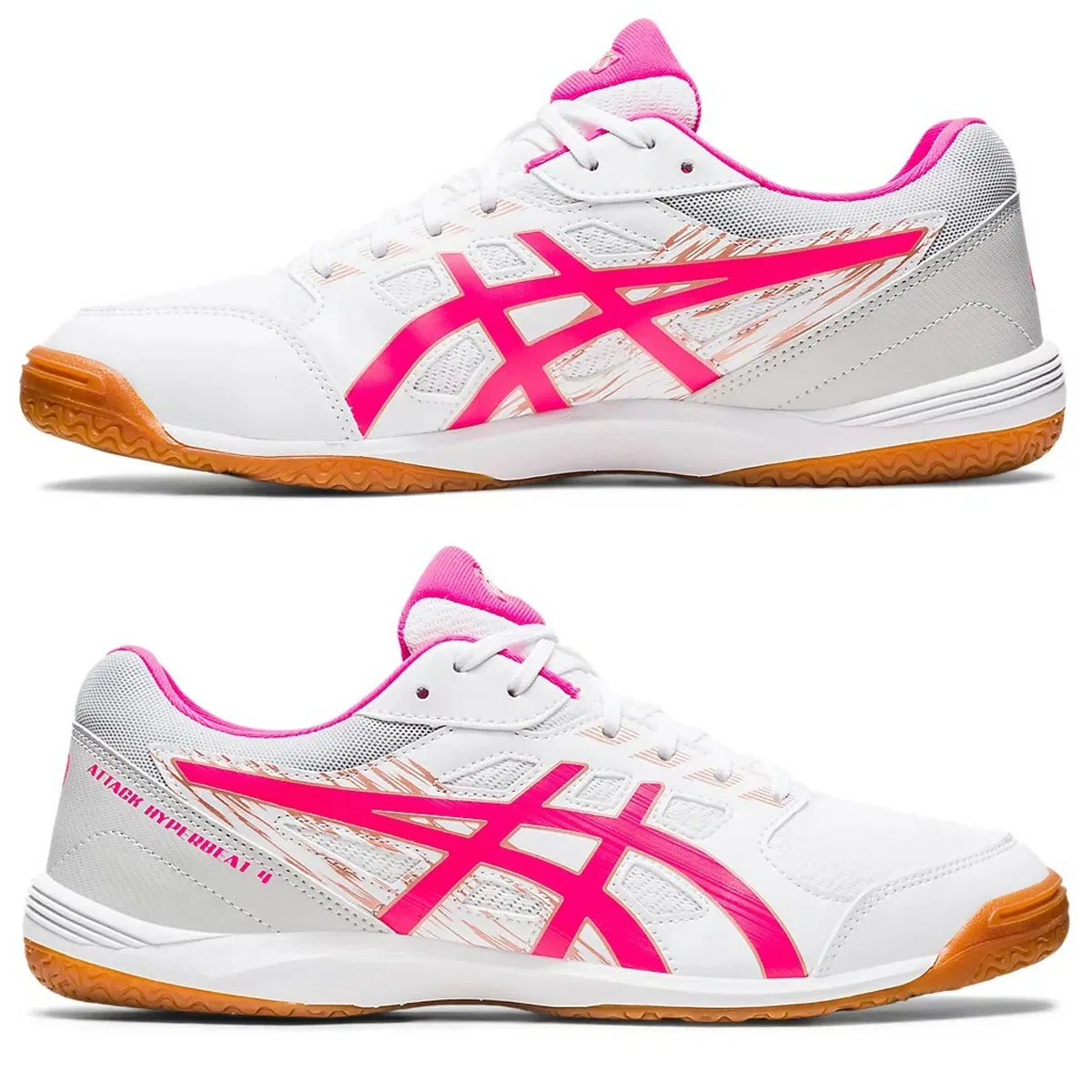 Унисекс кроссовки для настольного тенниса «Attack Hyperbeat 4» от ASICS, White X Pink — фото 4