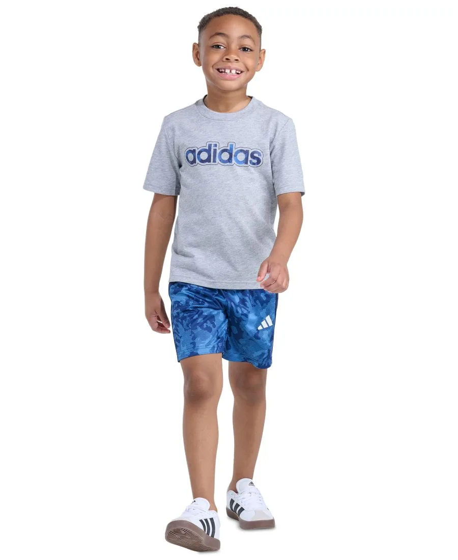 Adidas Детский комплект из двух предметов: футболка с коротким рукавом и камуфляжные шорты (2T-7)