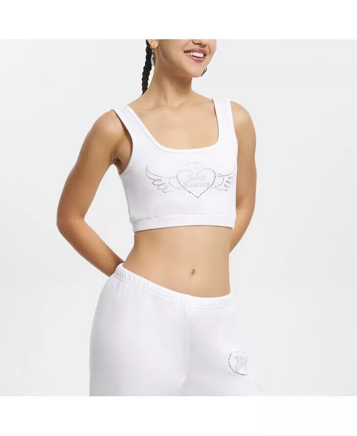 

Укороченная флисовая майка V-day с исправлением Juicy Couture, белый