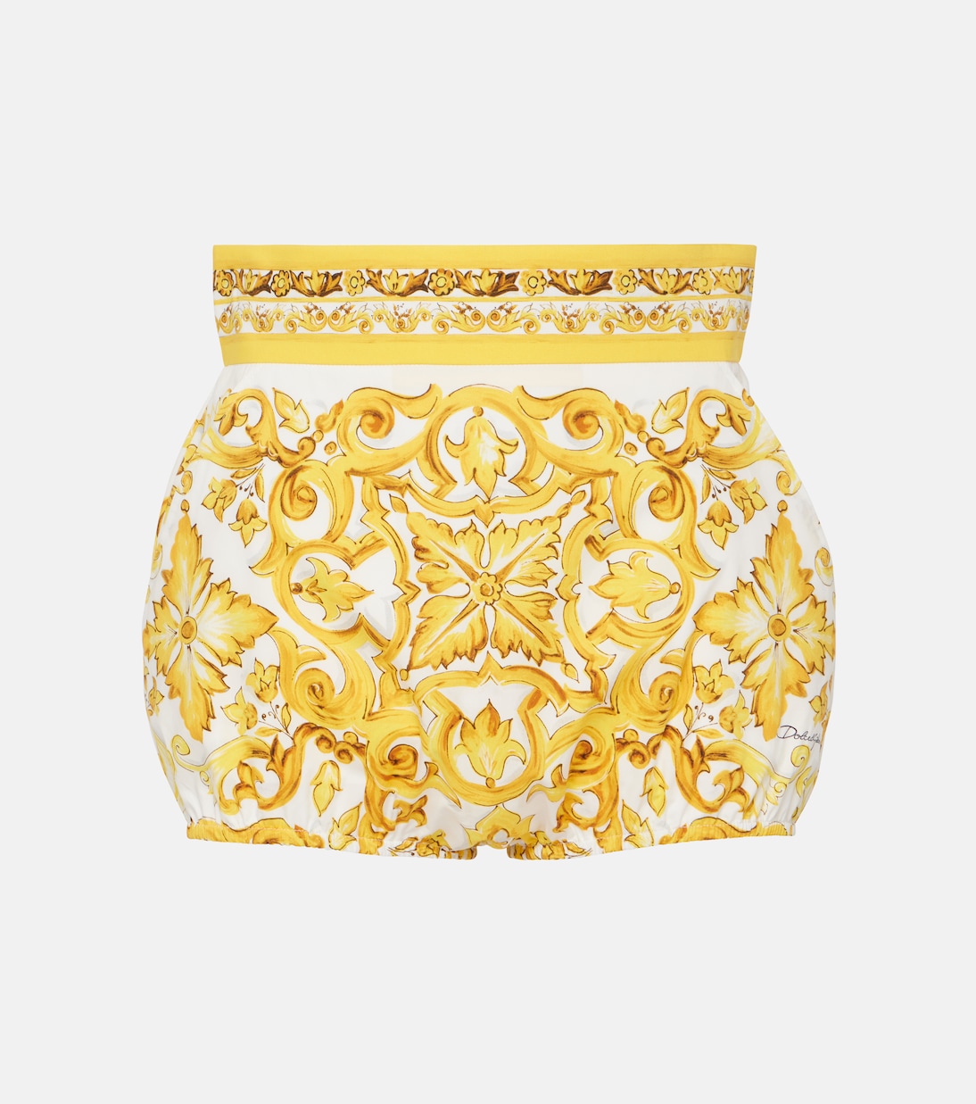 

Хлопковые шорты с высокой талией из майолики Dolce&Gabbana, Mix Maiolica Giallo