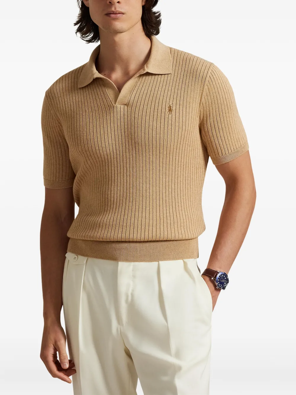 Футболка в рубчик Polo Ralph Lauren, коричневый — фото 3