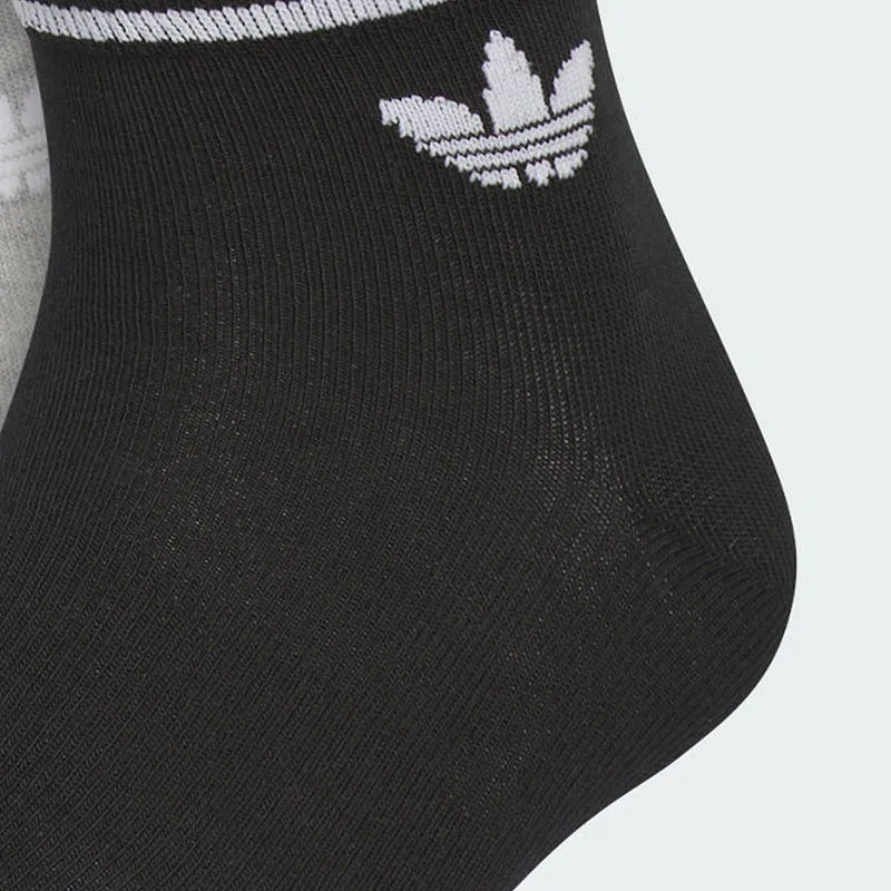 Носки ORI TREF ANK до щиколотки унисекс набор из 3 пар Adidas Originals, 3 Pack (Black+Medium Heather Gray+White) — фото 3