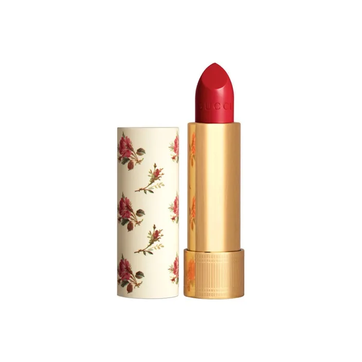 GUCCI Помада-бальзам Golden Tube Floral с увлажняющим кремом Qingsi Silk, #25 Mi Kaili Red