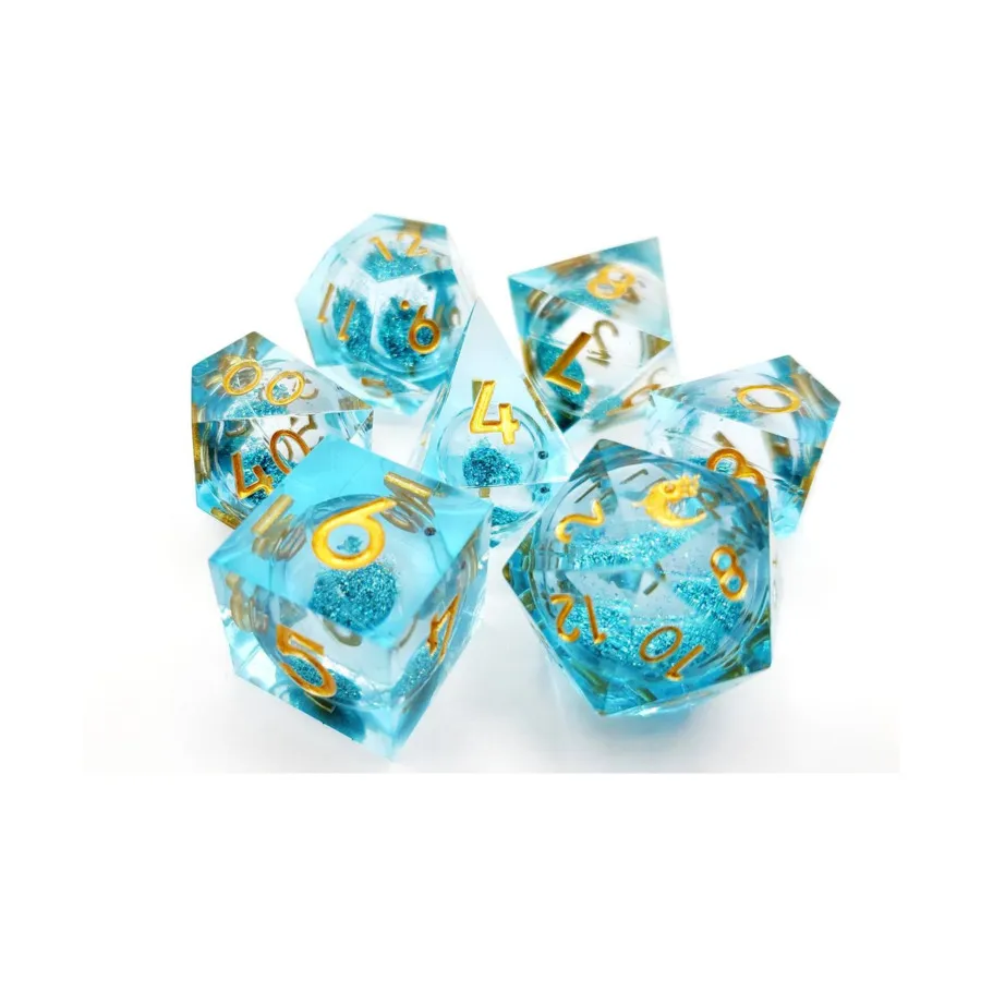 

Поли-набор «Лазурная ярость, наполненная жидкостью» (7), Sharp Edged Dice