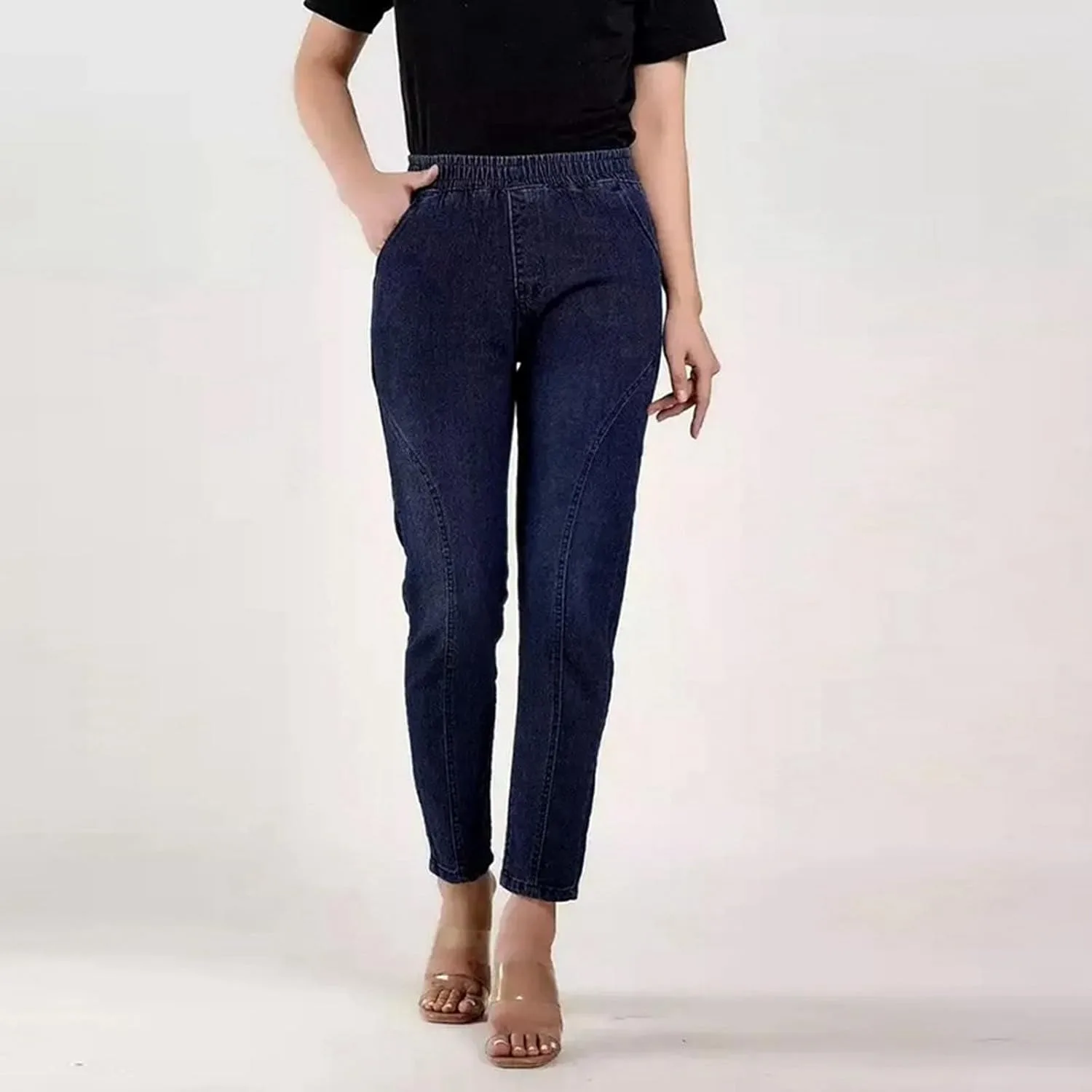 Джинсы женские Slim Fit с эластичным поясом — фото 4