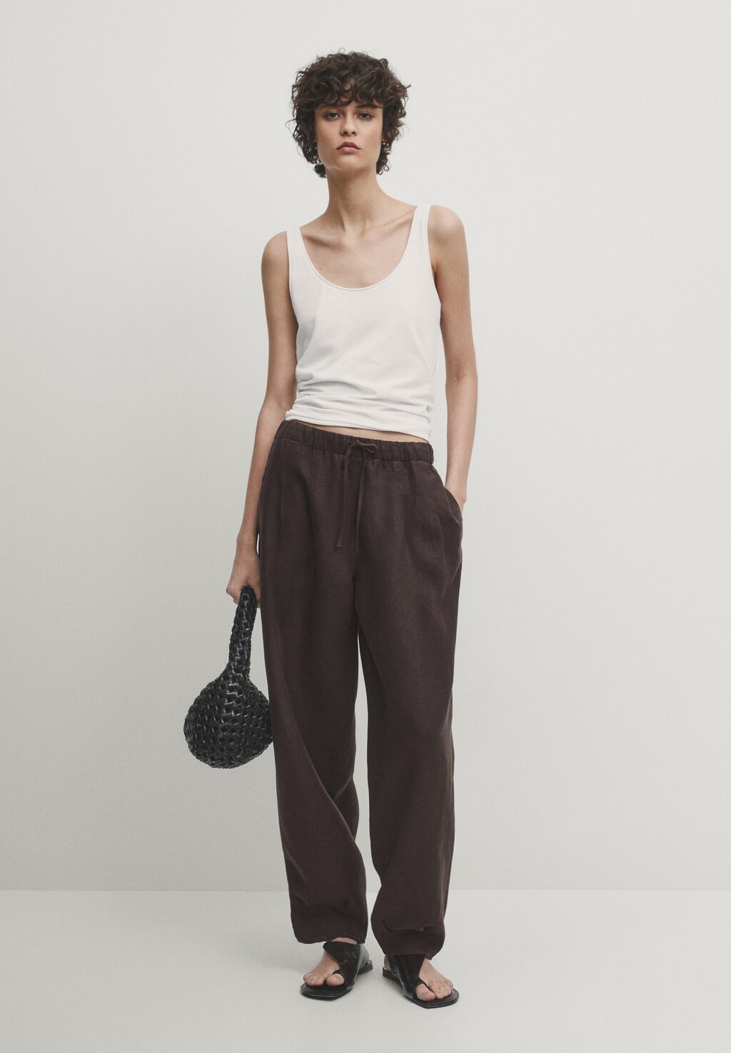 

Топ STRETCH BLEND STRAPPY Massimo Dutti, белый