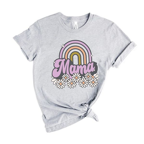 

Футболка с принтом Mama rainbow flowers Simply Sage Market, Heather Grey