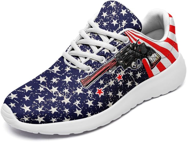

Кроссовки для бега с американской тематикой для мужчин и женщин, стиль США, флаг США, звезды, легкие, комфортные, с амортизацией, для ходьбы Awsole, белый