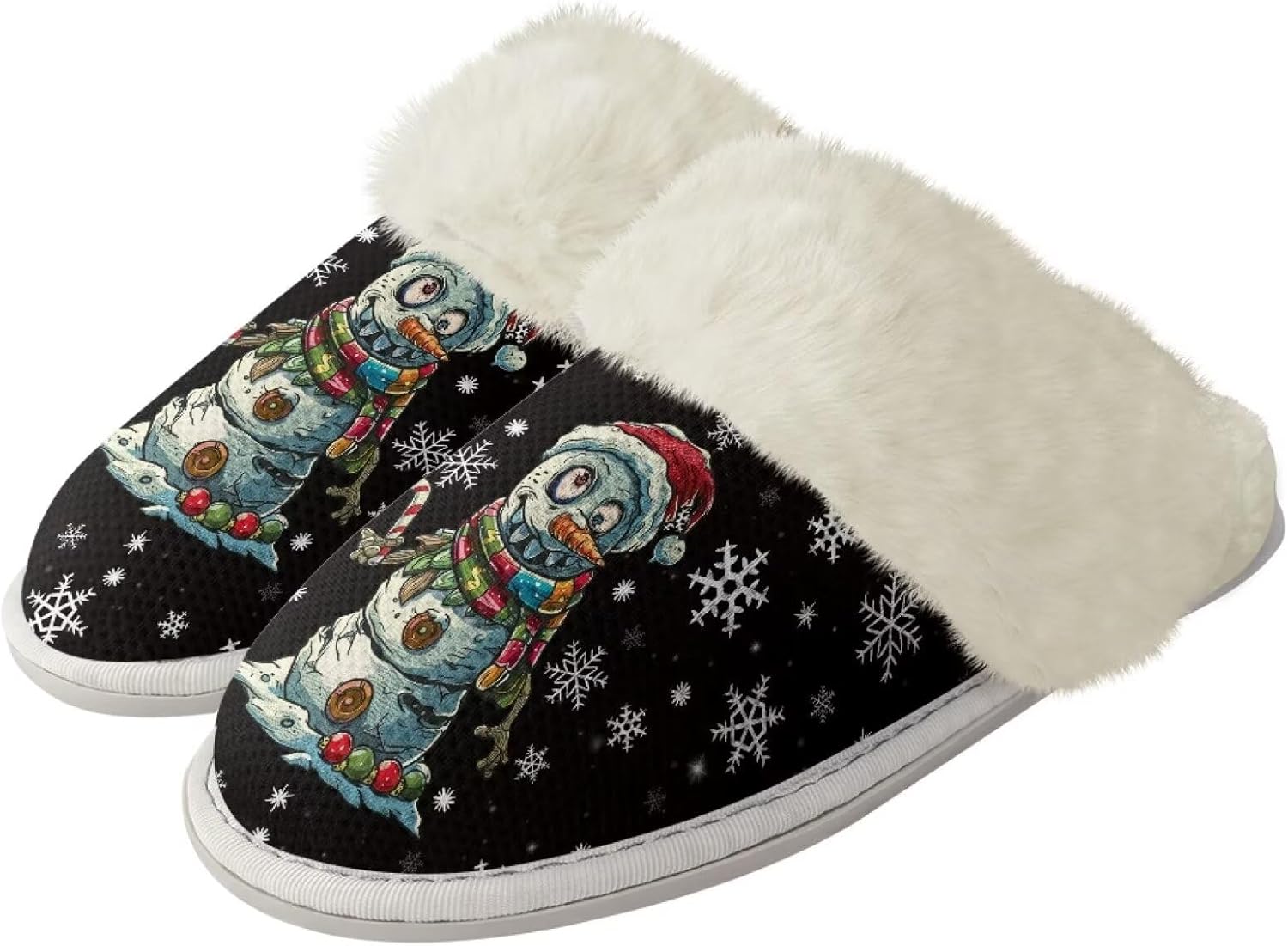 

Зимние рождественские спа-тапочки Drnuikhe, домашние тапочки из пены с эффектом памяти, обувь для дома и улицы, размер L, для мужчин и женщин, Scary Snowman