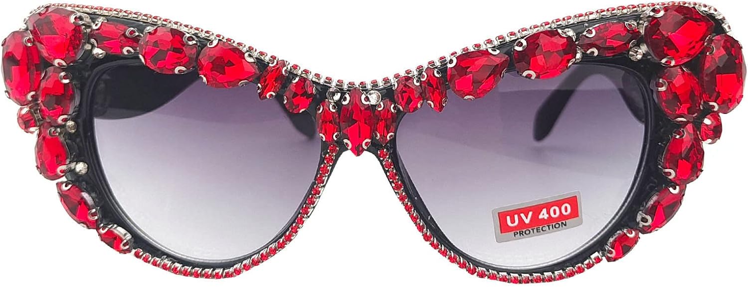 

Willochra — большие солнцезащитные очки с бриллиантами для женщин, очки «кошачий глаз» со стразами, винтажные мужские солнцезащитные очки для вечеринок с блестками, Big Red