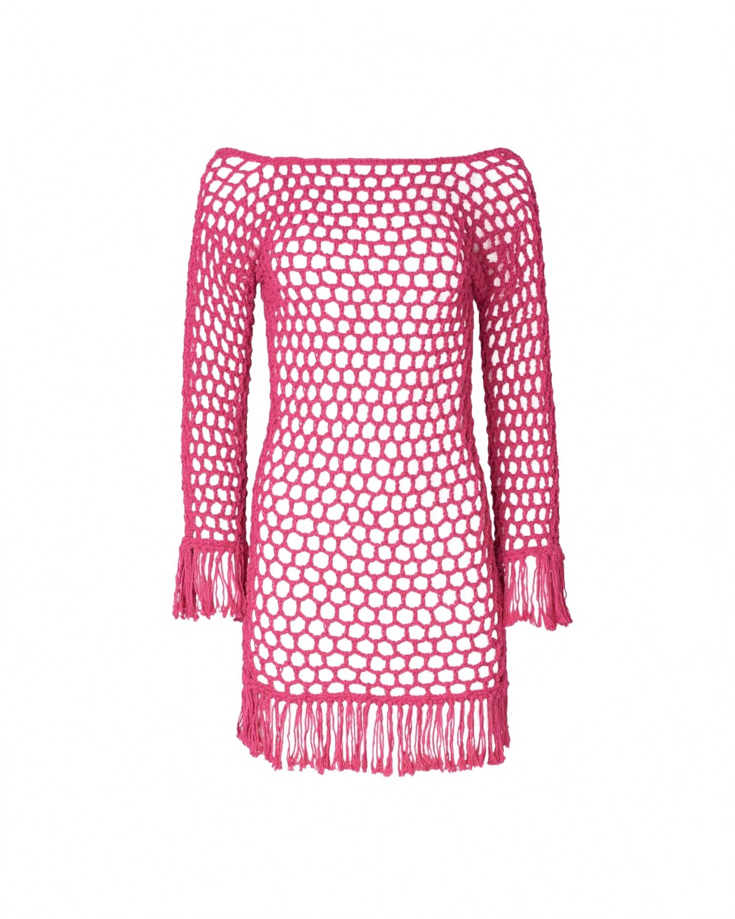 

Женское фиолетовое мини-платье с кружевной вязкой цвета фуксии SOAH