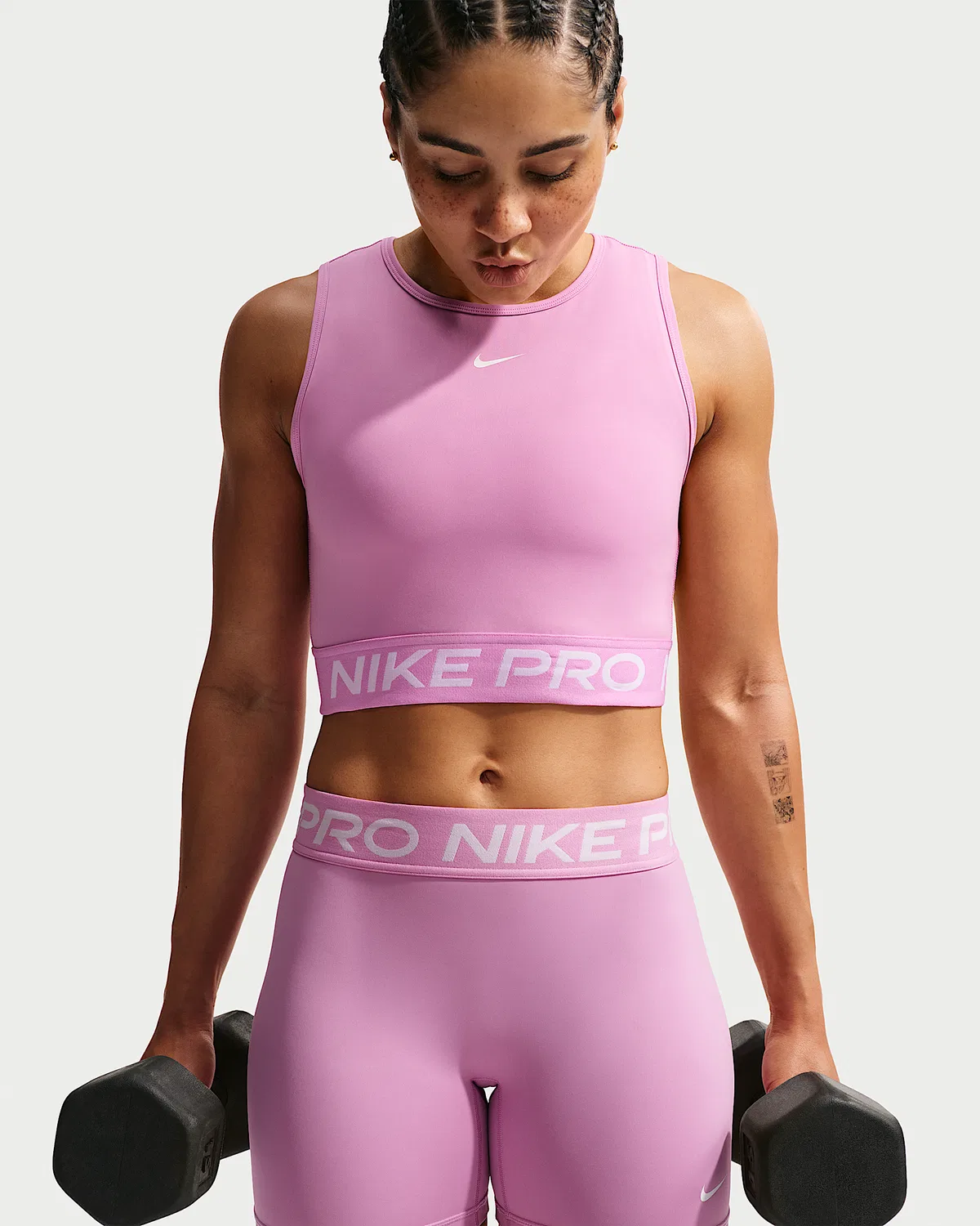 Женский топ Nike Pro Dri-FIT Cropped Tank, Light Magenta/White