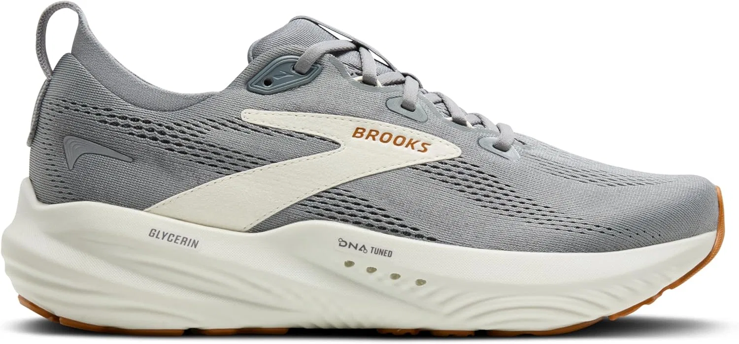 Мужские беговые кроссовки Brooks Glycerin 22 нейтрального цвета, Primer Gray Gray Honey Ginger — фото 2