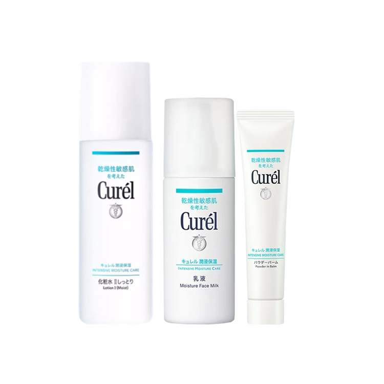 

Набор уходовой косметики KERUN Skin Repair: крем, тоник и лосьон для увлажнения и восстановления кожи 34г+120мл+150мл Curél