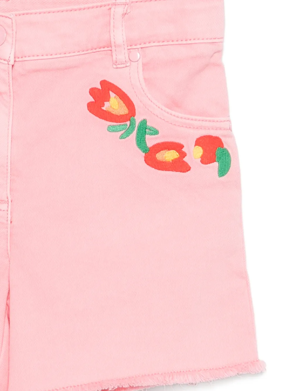 Шорты с цветочной вышивкой и необработанным краем Stella Mccartney Kids, розовый — фото 3