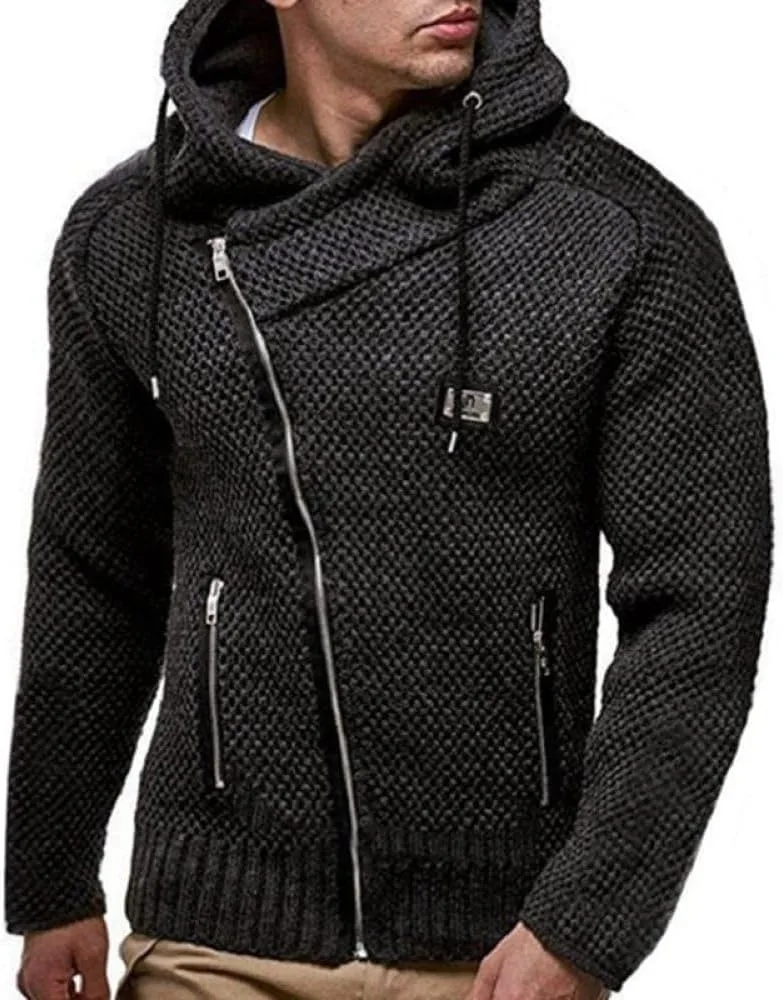 

Мужской свитер-пуловер с длинными рукавами и воротником-стойкой на молнии SWEPER