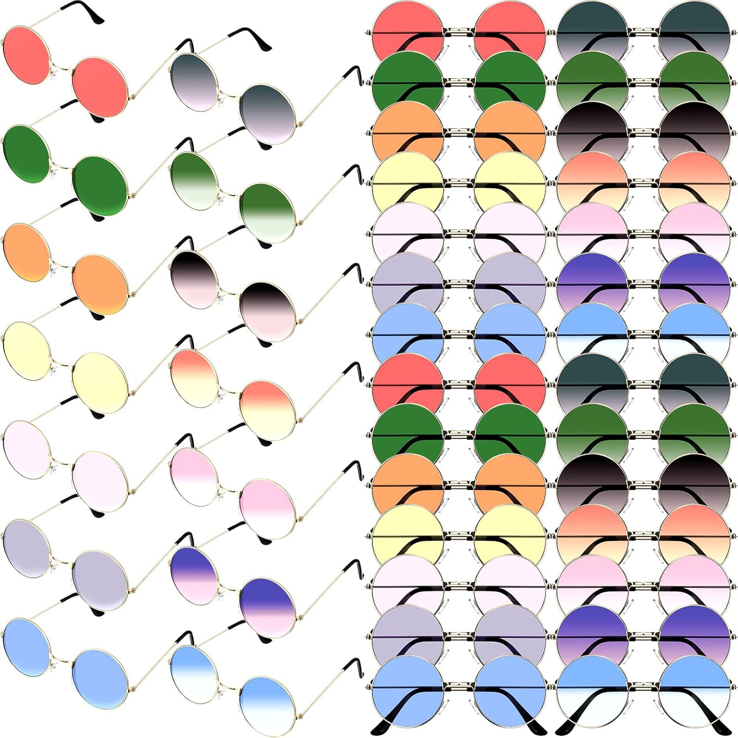 

Geelin 42 пары круглых солнцезащитных очков в стиле хиппи, ретро 70-х, цветные круглые диско-очки, оптом для женщин и мужчин, винтажные, для дня рождения и вечеринки, Pastel Color